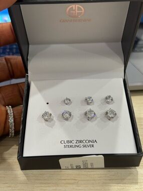 Giani Bernini Sterling Silver Clear Cubic Zirconia Stud Earring Set